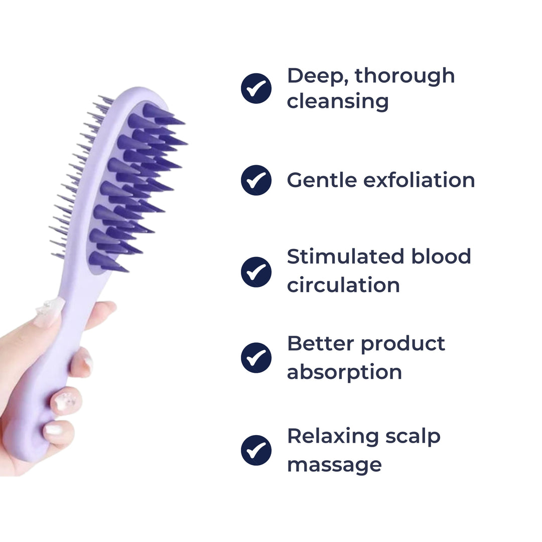 Sided Shampoo Brush – Silikon Hodebunnsmassasje – Dyp Rensing for Fet Hår & Følsom Hodebunn Luvikno