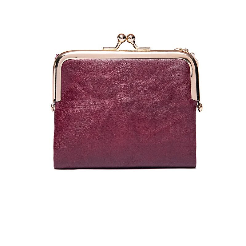 Lommebok Veske | Vintage Kiss Lock Lite PU Skinn Luvikno