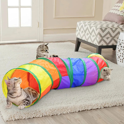 Rainbow Play Tunnel for Cats - PurrfectPlay Tunnel Luvikno