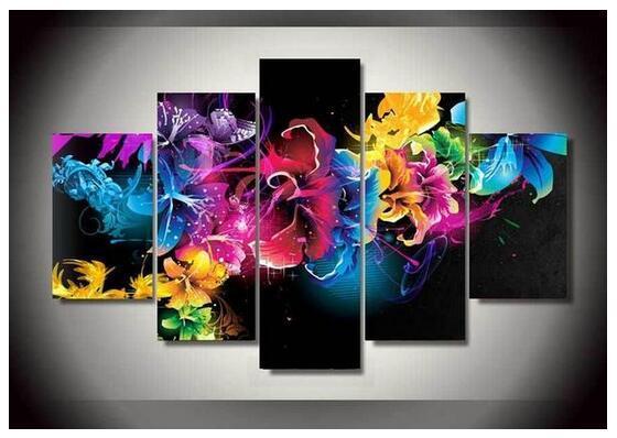 5 Delt Reddish Hibiskusblomster - GemPaint Kit | Luvikno