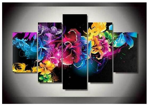 5 Delt Reddish Hibiskusblomster - GemPaint Kit | Luvikno