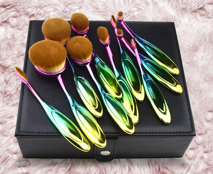 Rainbow Makeup Brushes - 10 Dels Sett | Luvikno