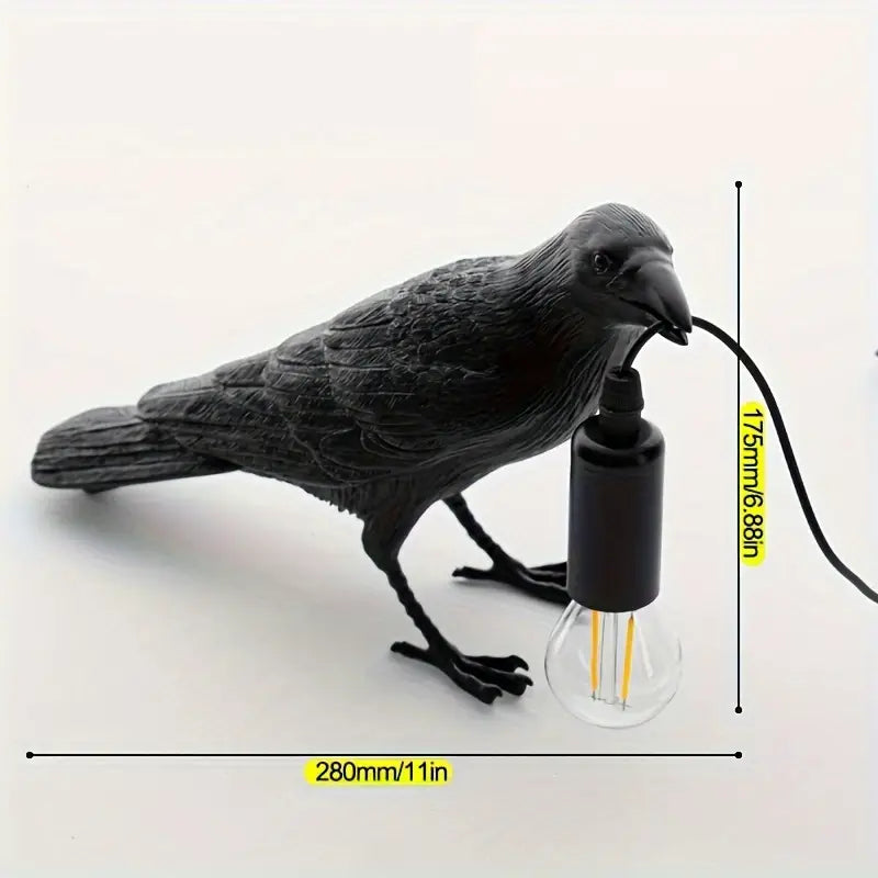 NachtRaaf Ambient Lampe – Dekorativ fuglelampe laget av harpiks for varmt lys | Luvikno