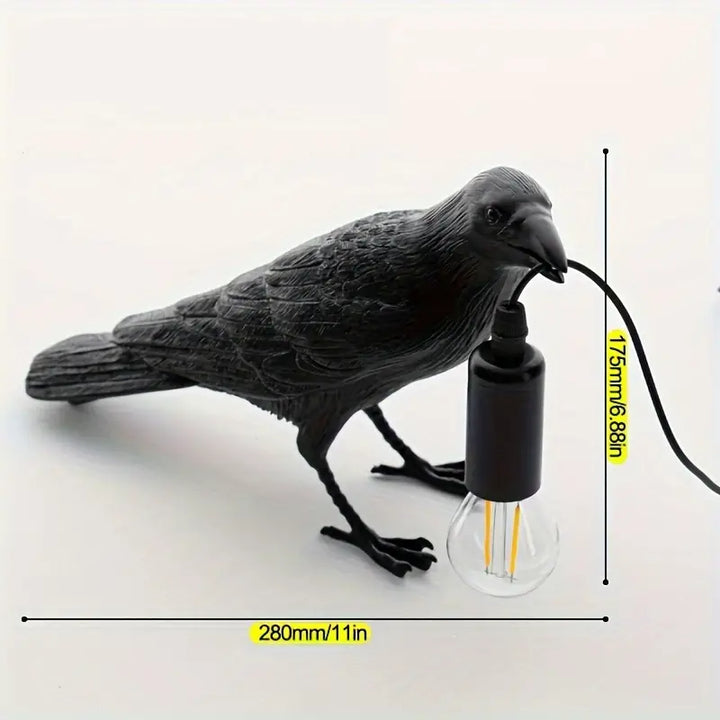 NachtRaaf Ambient Lampe – Dekorativ fuglelampe laget av harpiks for varmt lys | Luvikno