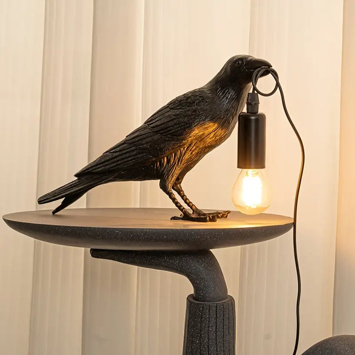 NachtRaaf Ambient Lampe – Dekorativ fuglelampe laget av harpiks for varmt lys | Luvikno