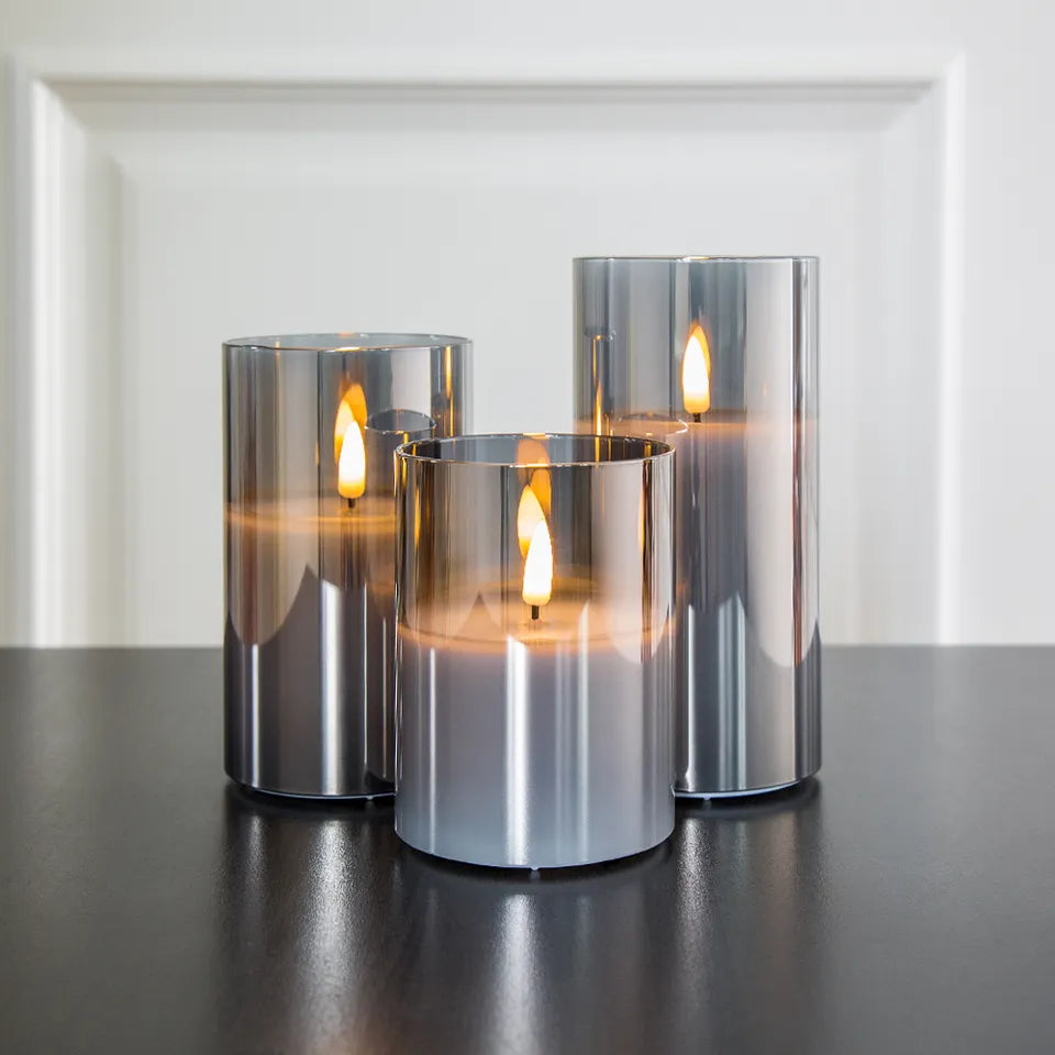 Stearinlys Glass Bordlampe Sett Luvikno