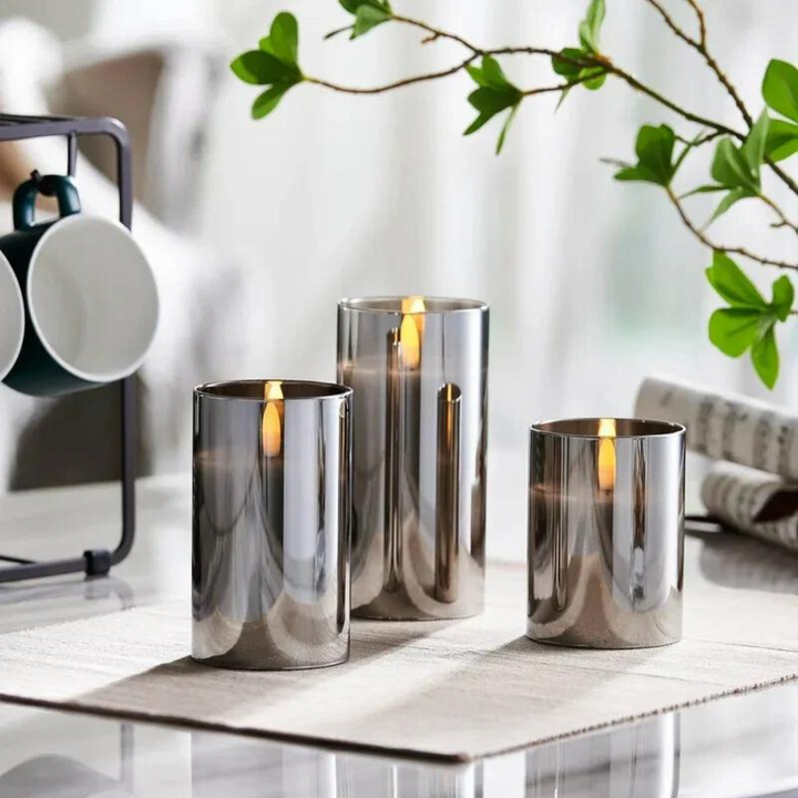 Stearinlys Glass Bordlampe Sett Luvikno