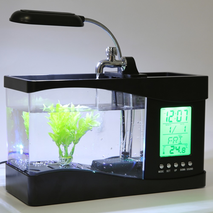LCD Klok Mini Fiskebowling Akvarium | Luvikno