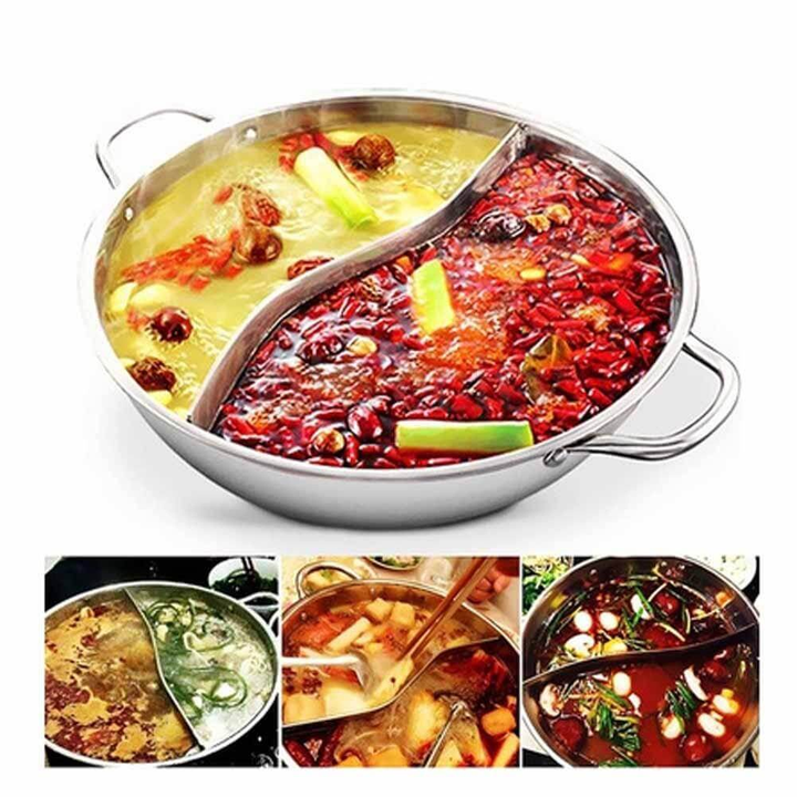 Hot Pot Twin Delte Rustfritt Stål Panne | Luvikno