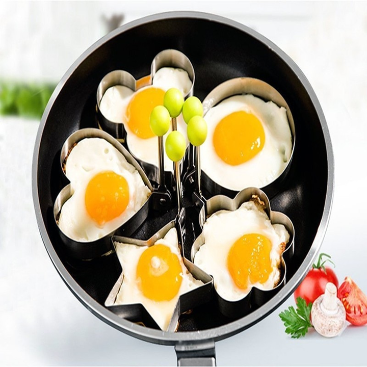 5 stk/set Rustfritt stål Stekt Egg Form Pannekake Ringer | Luvikno