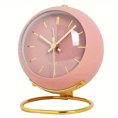 Luvikno | Buzzley Retro Stille Vekkerklokke – Vintage Metall Analog Klokke med Nattlys