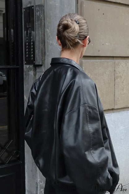 Luvik | Musta Nahkamoottoripyörä Takki