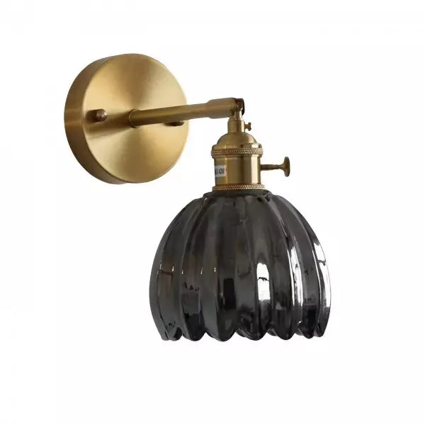 Vegglampe Vintage Glass Messing Sconse Luvikno