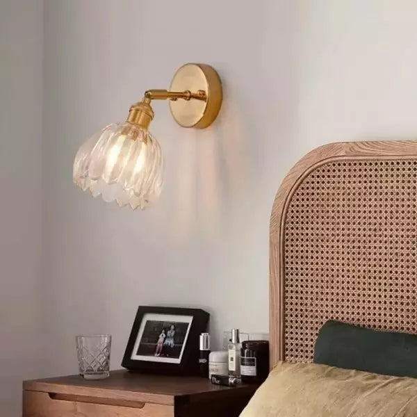 Vegglampe Vintage Glass Messing Sconse Luvikno