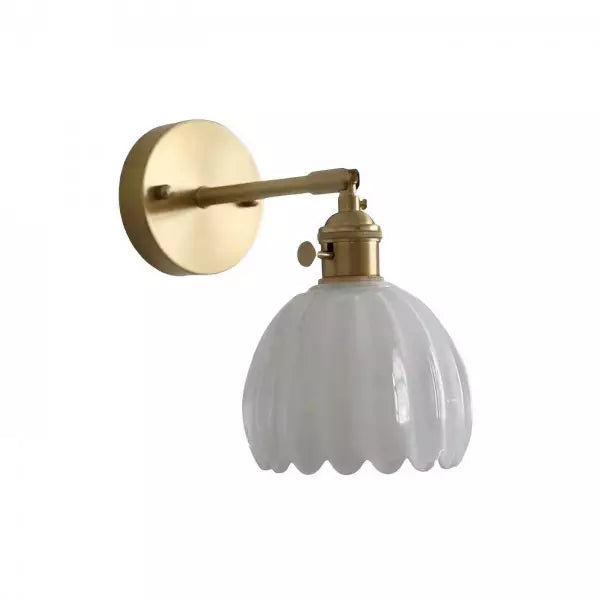 Vegglampe Vintage Glass Messing Sconse Luvikno