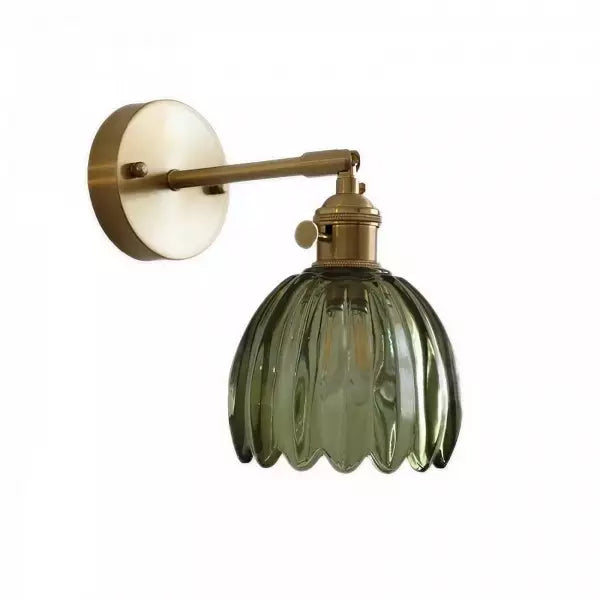 Vegglampe Vintage Glass Messing Sconse Luvikno