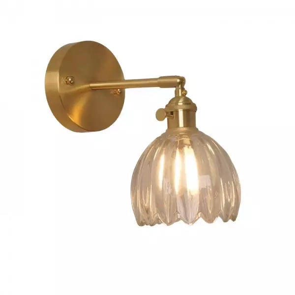 Vegglampe Vintage Glass Messing Sconse Luvikno