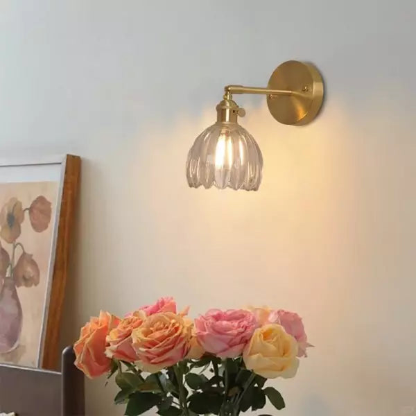 Vegglampe Vintage Glass Messing Sconse Luvikno