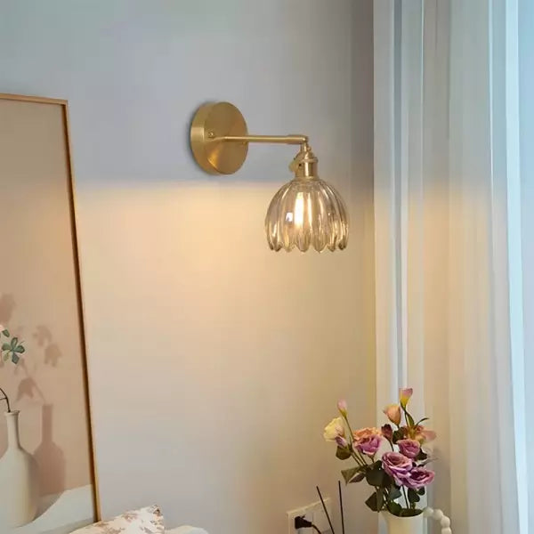 Vegglampe Vintage Glass Messing Sconse Luvikno