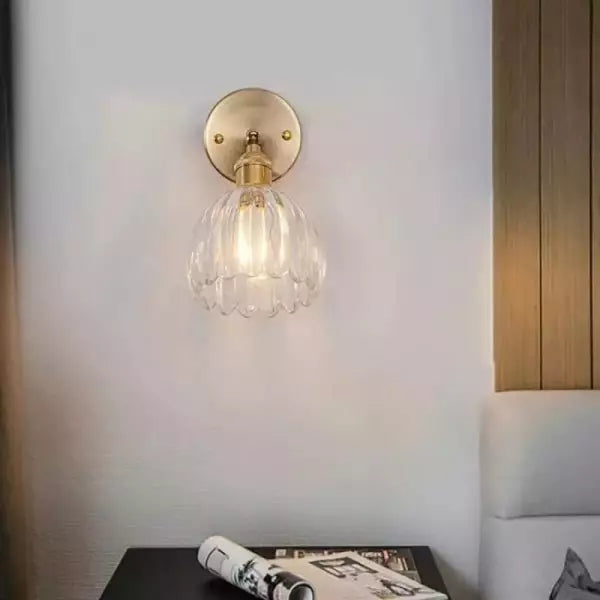 Vegglampe Vintage Glass Messing Sconse Luvikno