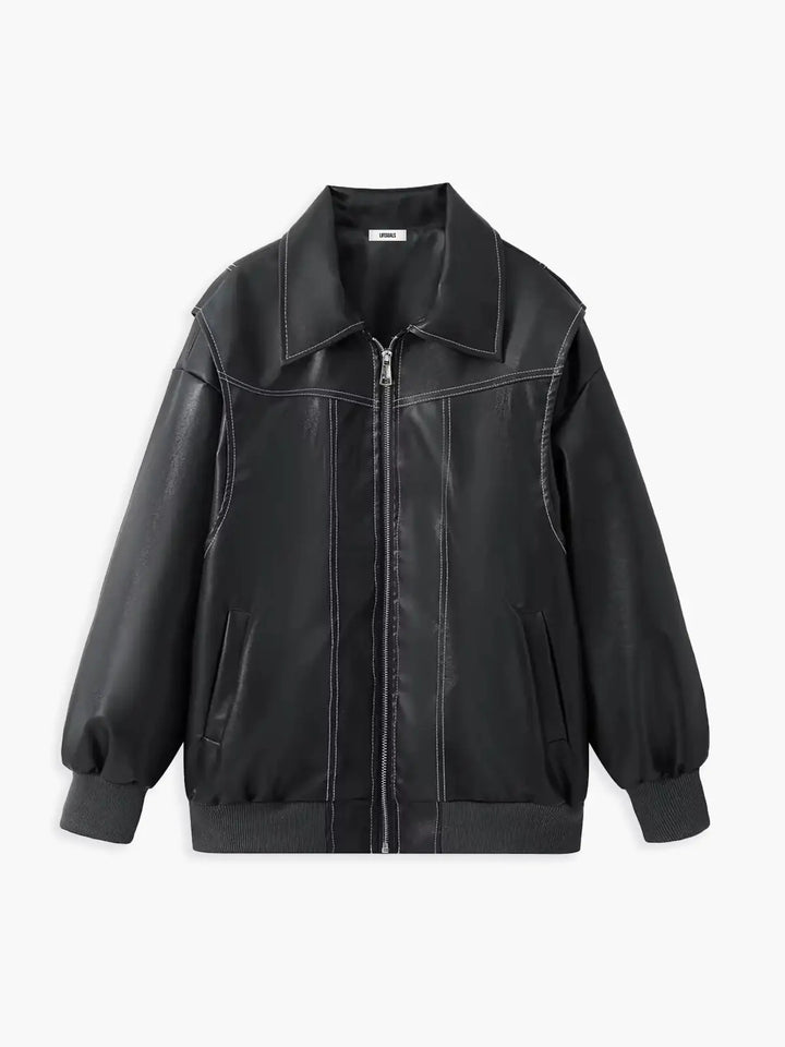 Luvik | Plus Size Kunstlær Bomberjacke