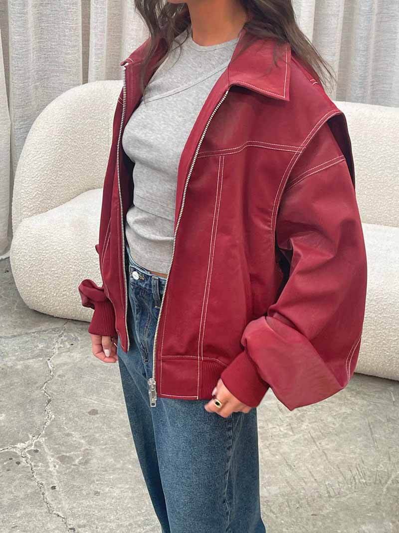 Luvik | Plus Size Kunstlær Bomberjacke