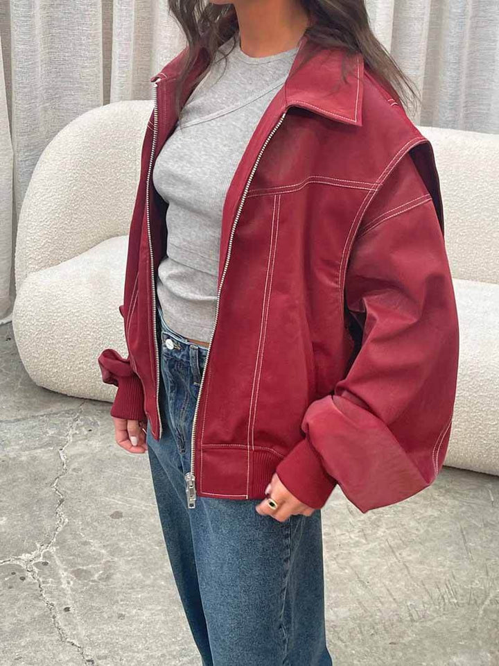 Luvik | Plus Size Kunstlær Bomberjacke