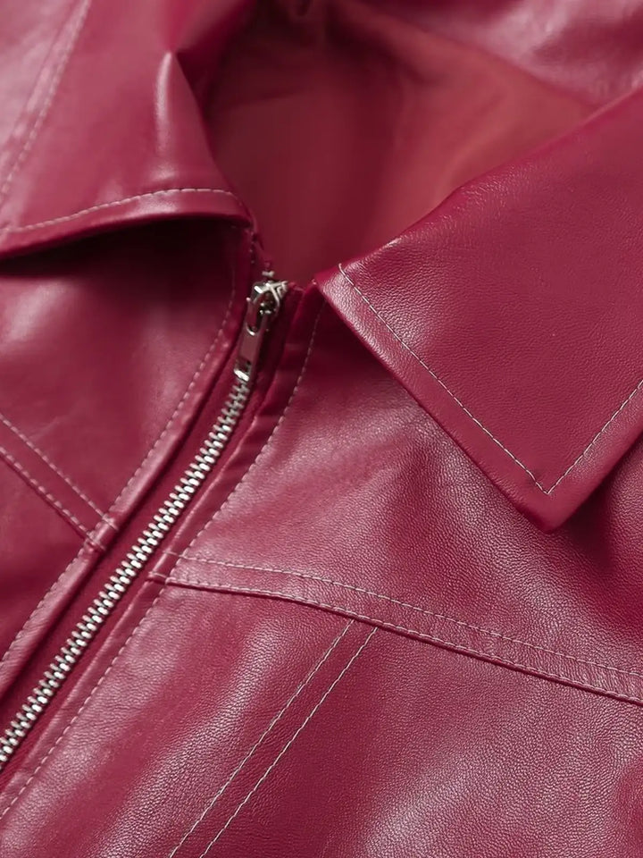 Luvik | Plus Size Kunstlær Bomberjacke