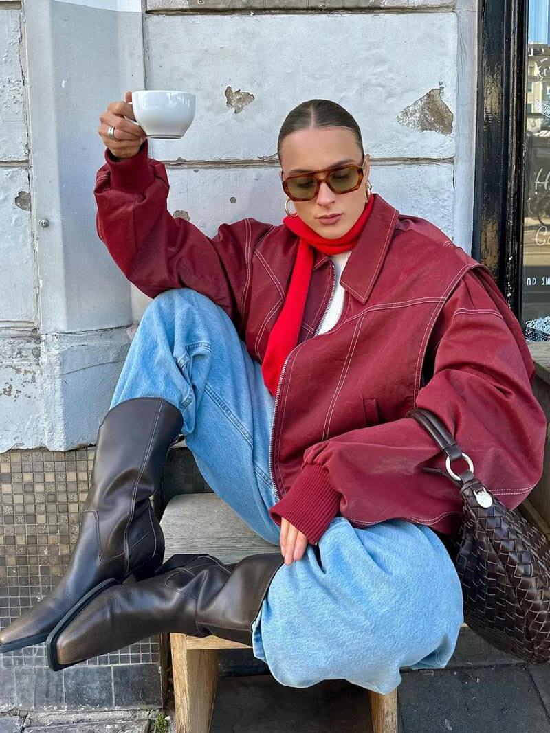 Luvik | Plus Size Kunstlær Bomberjacke