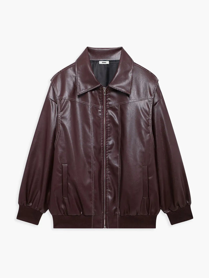 Luvik | Plus Size Kunstlær Bomberjacke
