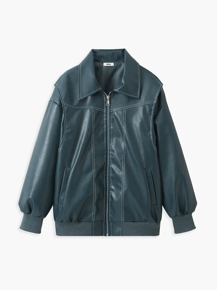 Luvik | Plus Size Kunstlær Bomberjacke