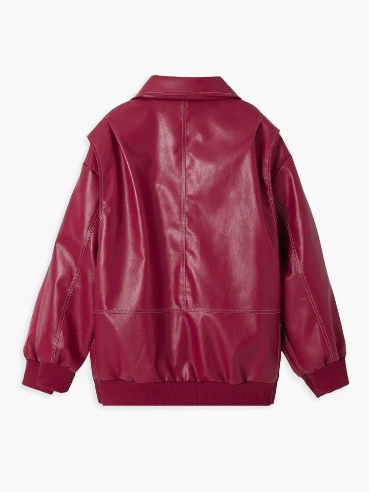 Luvik | Plus Size Kunstlær Bomberjacke