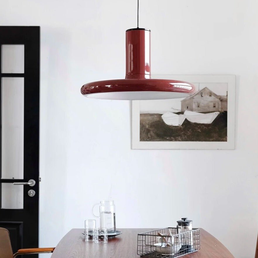 Retro Stil Mørkerød Tallerken Pendellampe | Luvikno