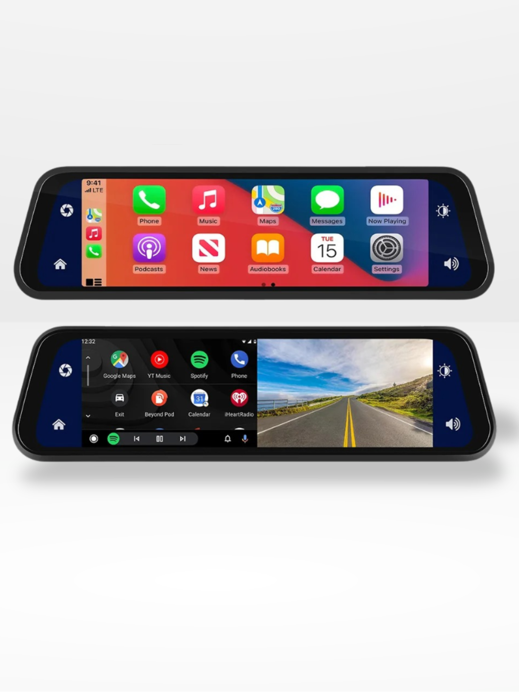 Luvikno | Bakhjulsspeil Dash Cam 4K Front & Bak | CarPlay & Smart Kjøreassistent