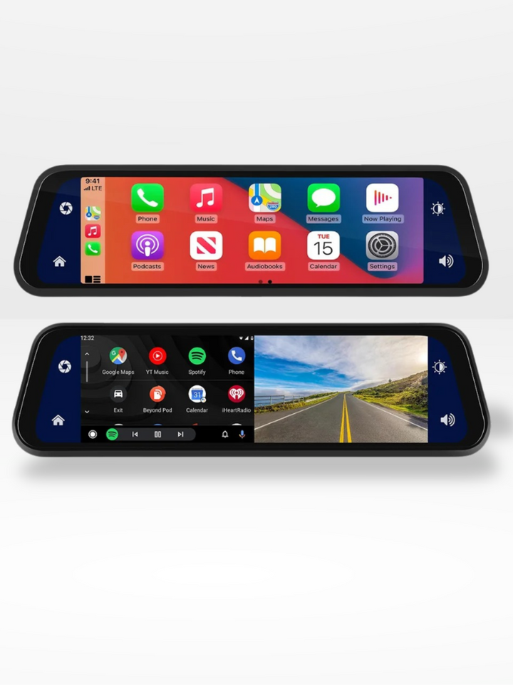 Luvikno | Bakhjulsspeil Dash Cam 4K Front & Bak | CarPlay & Smart Kjøreassistent