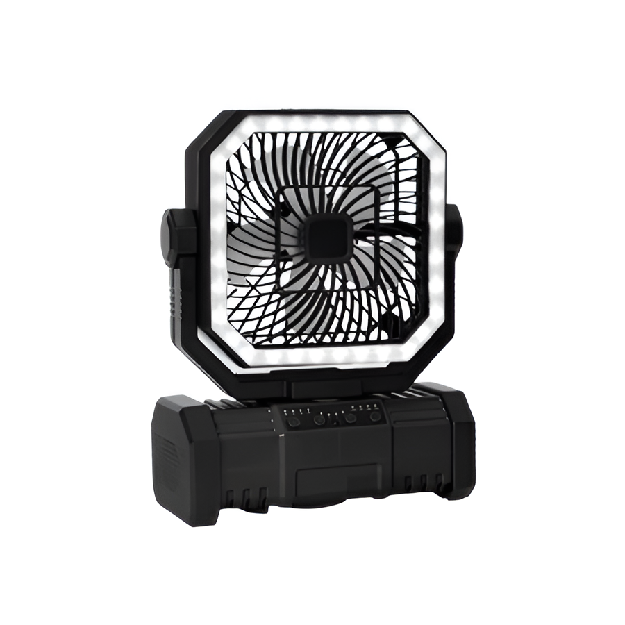 Oppladbar campingvifte med 20000mAh batteri, 4 hastigheter og LED-lanterne | Luvikno