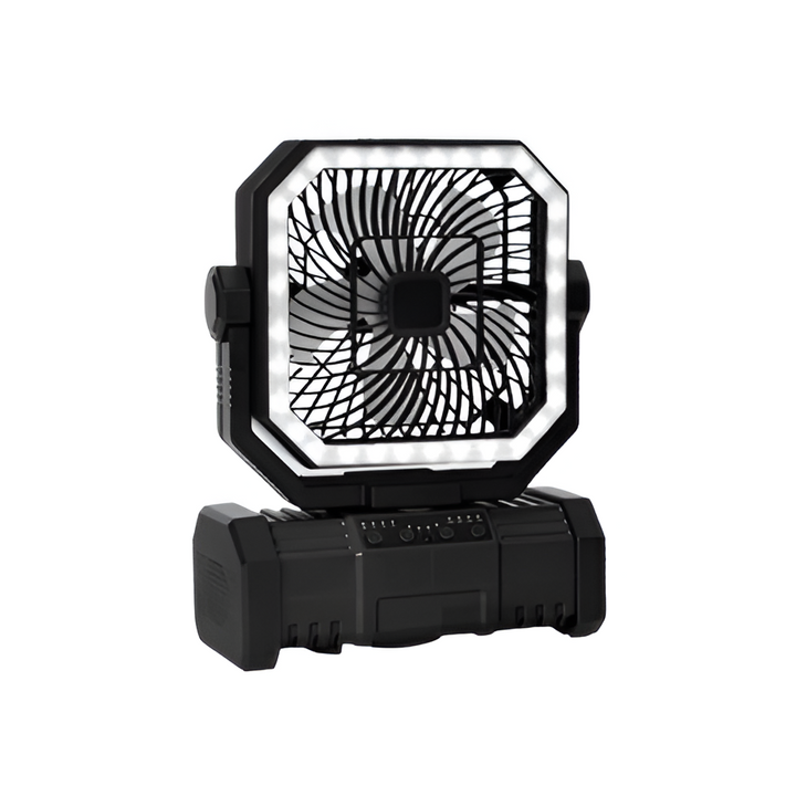 Oppladbar campingvifte med 20000mAh batteri, 4 hastigheter og LED-lanterne | Luvikno