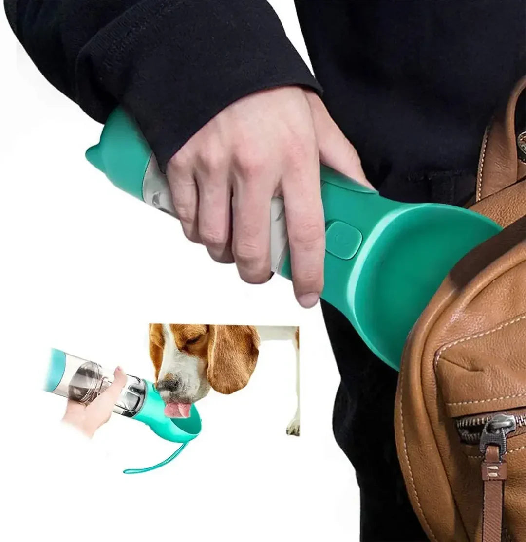 PawHydrate Pro – 3-i-1 Bærbar Vannflaske for Katter og Hundeboller