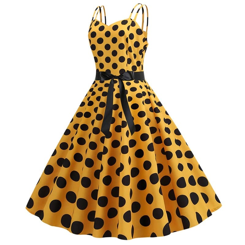 Luvik | Vintage Mekko - Rockabilly Keltainen Piste