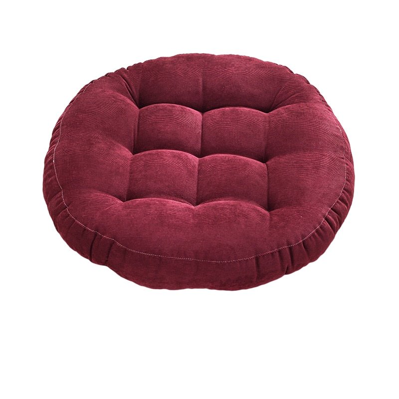 Rund Corduroy Solid Tuftet Tykke Pute for Komfort | Luvikno