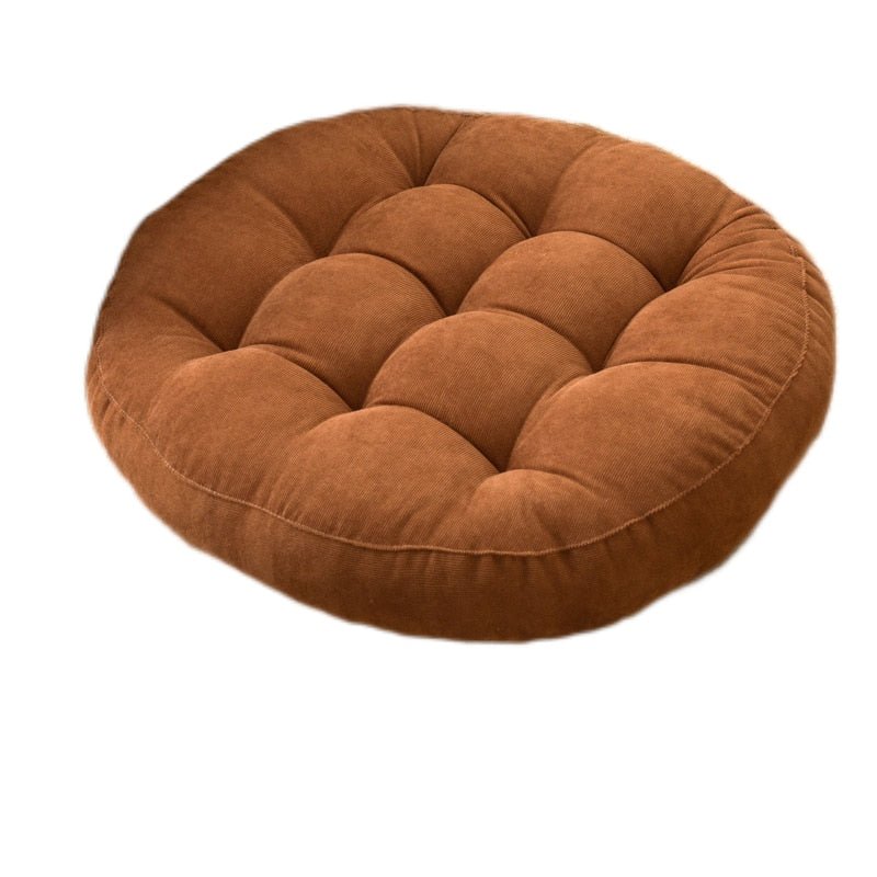 Rund Corduroy Solid Tuftet Tykke Pute for Komfort | Luvikno