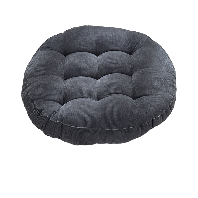 Rund Corduroy Solid Tuftet Tykke Pute for Komfort | Luvikno