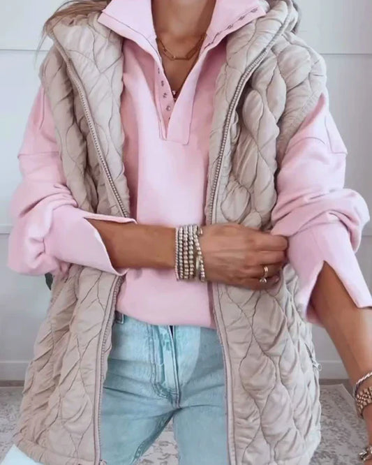 Luvik | yksinkertainen ilman hihoja takki vetoketjulla ja hupulla