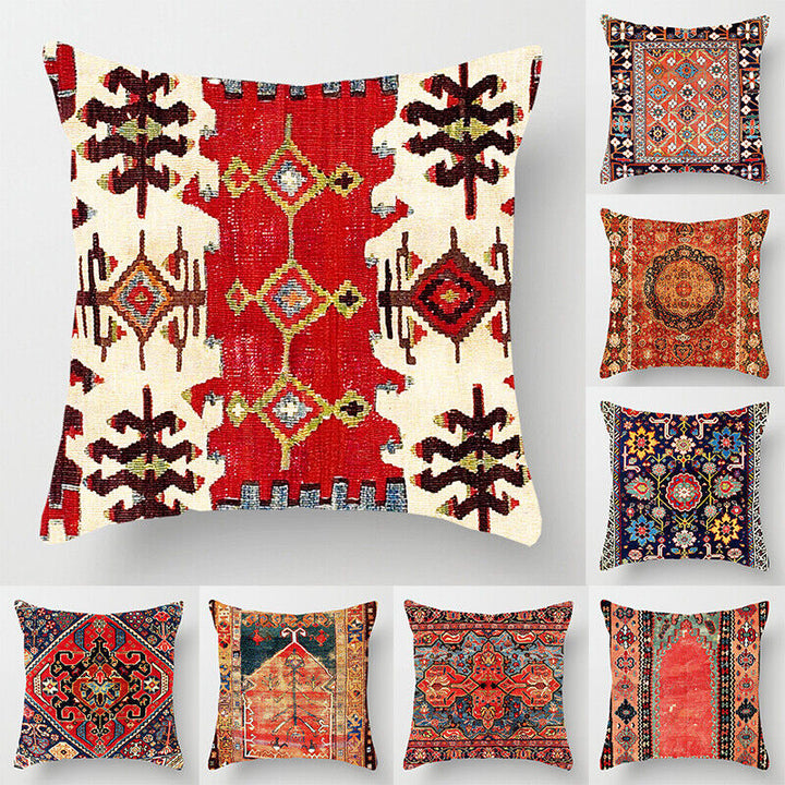 Etnisk Boho Mandala Trykk Lin Kasteputeveske Sofapute Dekorasjon# Luvikno