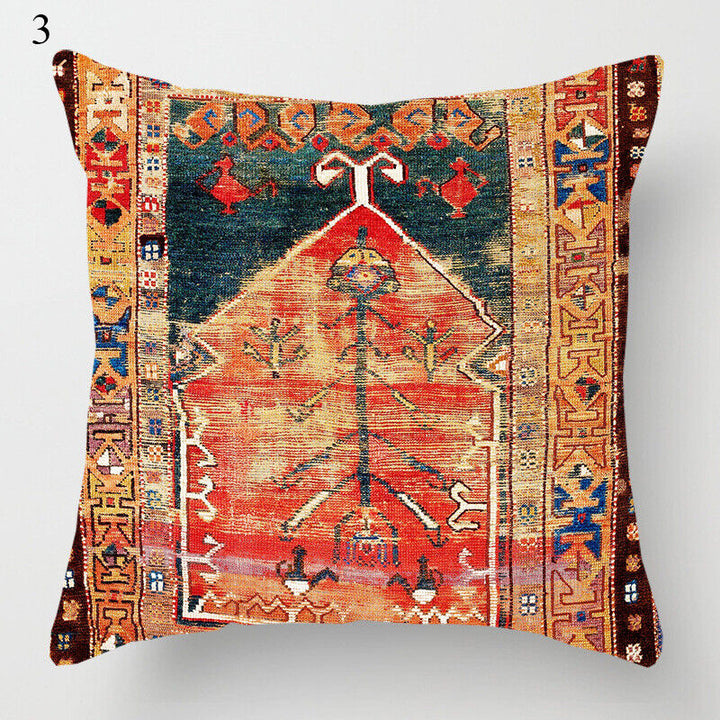 Etnisk Boho Mandala Trykk Lin Kasteputeveske Sofapute Dekorasjon# Luvikno