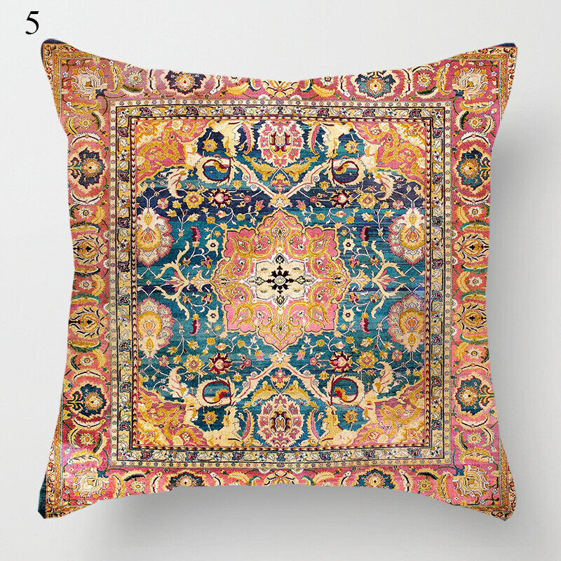 Etnisk Boho Mandala Trykk Lin Kasteputeveske Sofapute Dekorasjon# Luvikno
