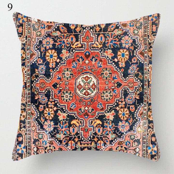 Etnisk Boho Mandala Trykk Lin Kasteputeveske Sofapute Dekorasjon# Luvikno