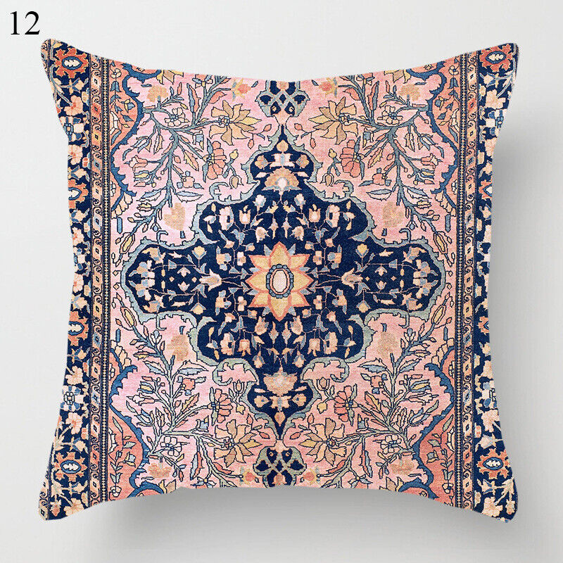 Etnisk Boho Mandala Trykk Lin Kasteputeveske Sofapute Dekorasjon# Luvikno