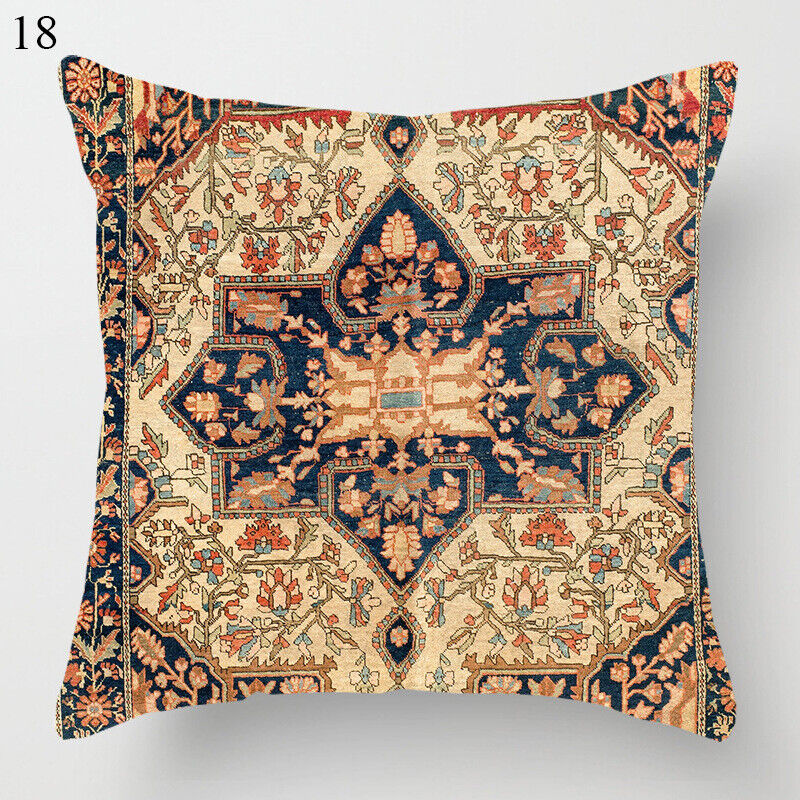 Etnisk Boho Mandala Trykk Lin Kasteputeveske Sofapute Dekorasjon# Luvikno
