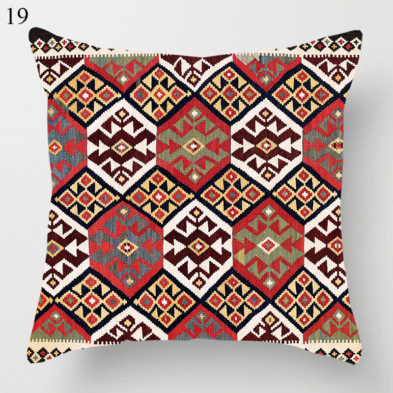 Etnisk Boho Mandala Trykk Lin Kasteputeveske Sofapute Dekorasjon# Luvikno